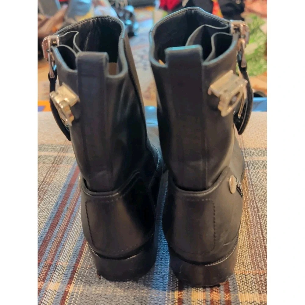 Salvatore Ferragamo Leather Ankle Moto Black Leather Boots Womens Size 6.5 B